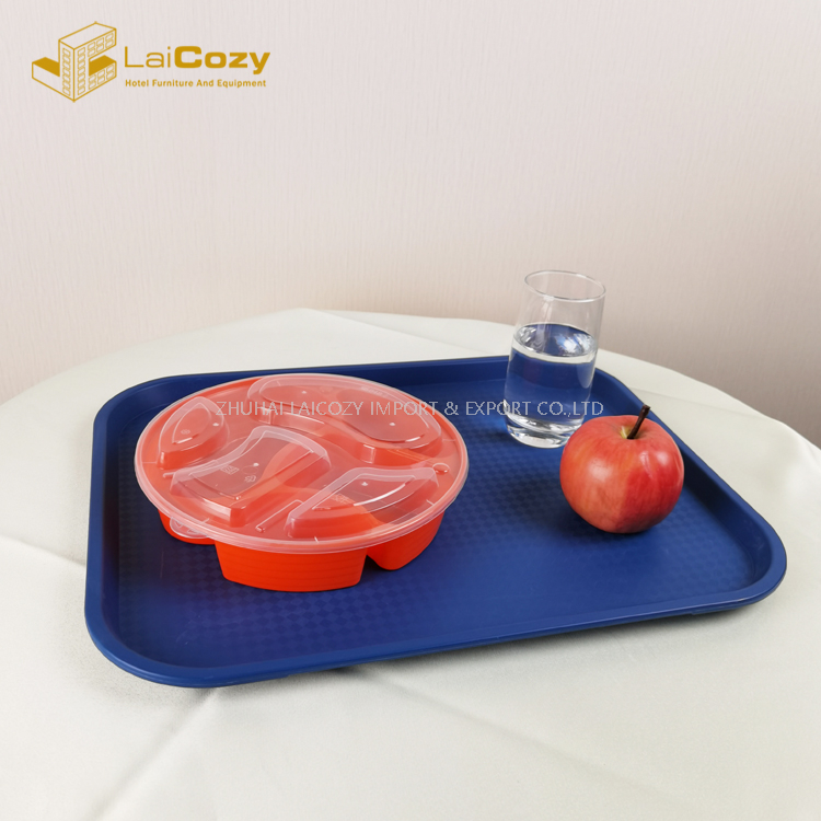  Atualize a bandeja de serviço de comida retangular PP para catering de restaurante multiuso