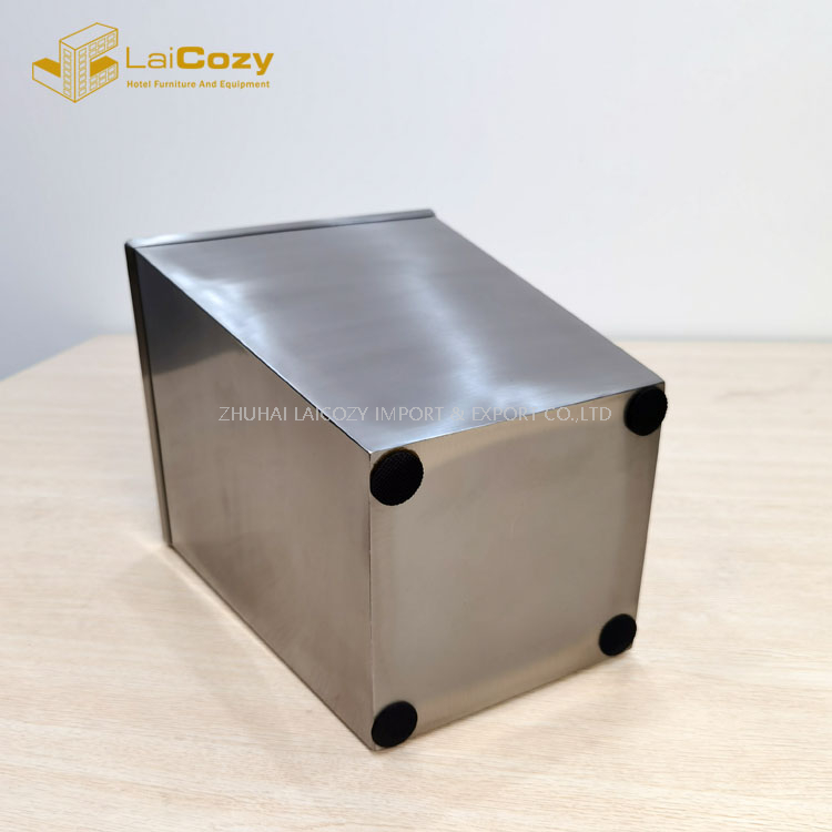 Caixotes de lixo de metal interno de aço inoxidável de design quadrado de quarto de hóspedes