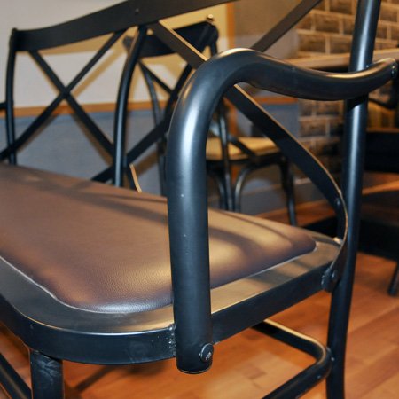 Cadeira de aço para restaurante de hotel Cadeiras longas de couro PU cadeira de ferro