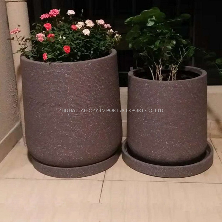 Atacado de fábrica personalizado vaso de flores de fibra de vidro caixa de plantador de cimento leve