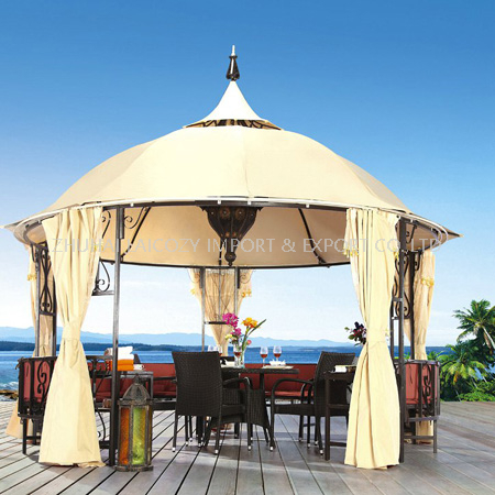 Gazebo Luxyry ao ar livre (ferro + tecido impermeável + cortina)