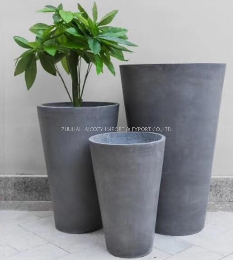Vaso de flores personalizado cilindro de fibra de vidro caixa plantadora de cimento