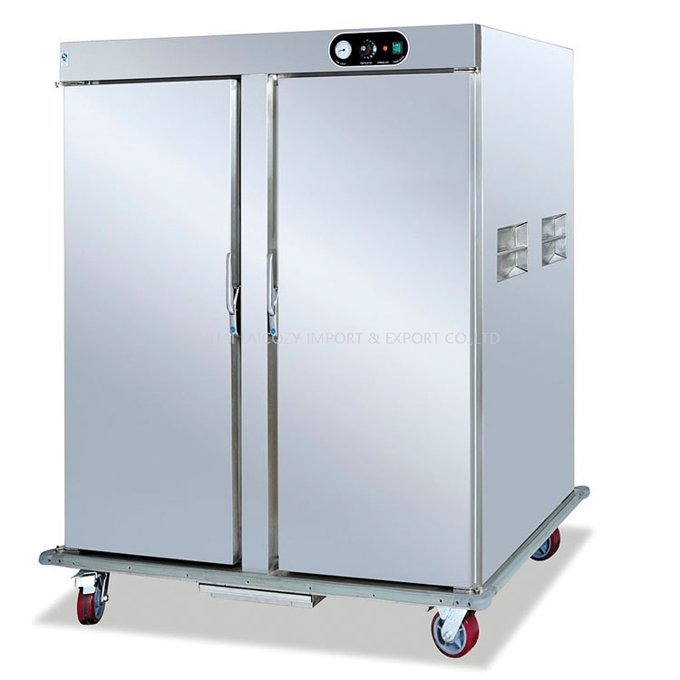 Armário aquecedor elétrico de comida móvel 2 portas de aço inoxidável para cozinha de hotel
