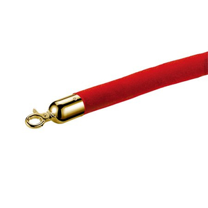 Cordas de veludo vermelho com ganchos dourados para escora